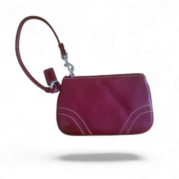 Coach Handbags - Coach Burgundy Leather Wristlet